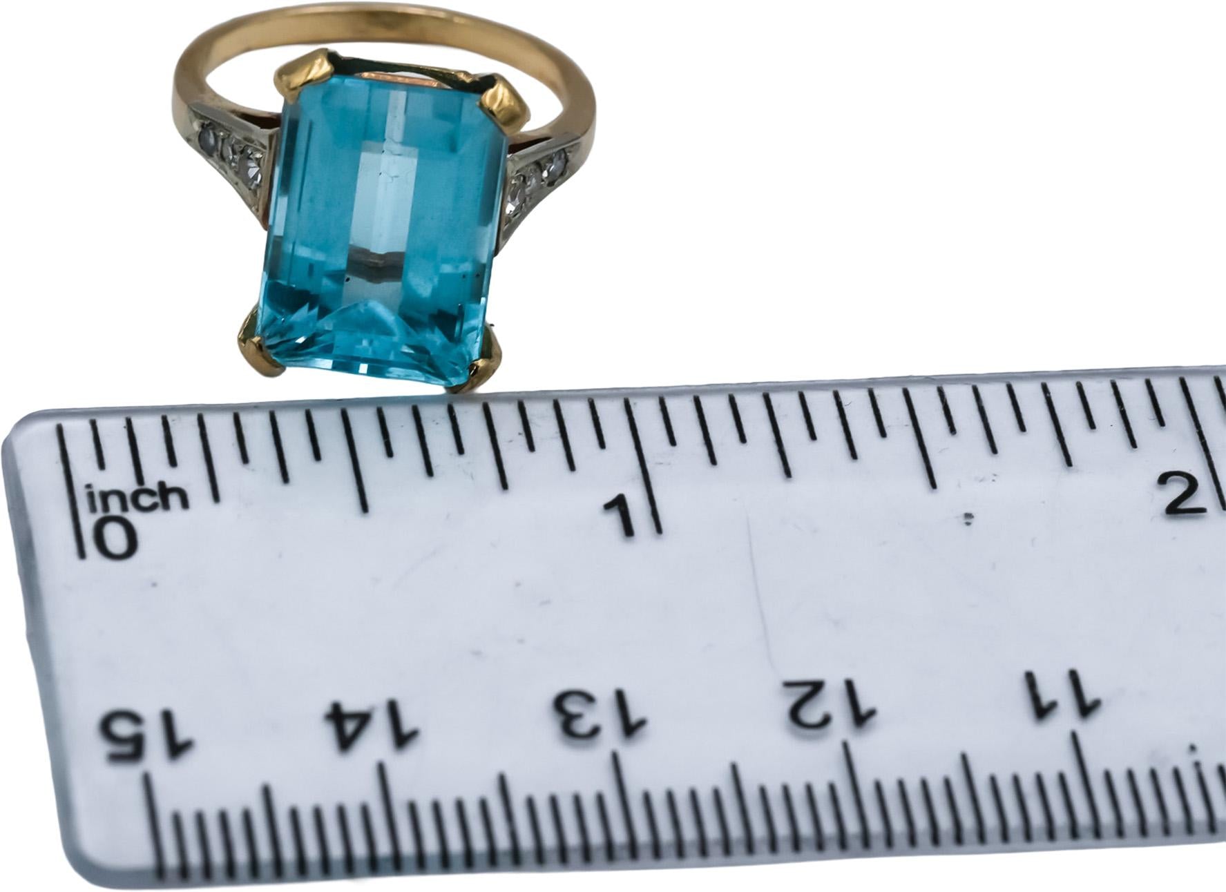 Vintage 14k Yellow Gold Topaz and Diamond Cocktail Ring 8.10CT Size 5.5