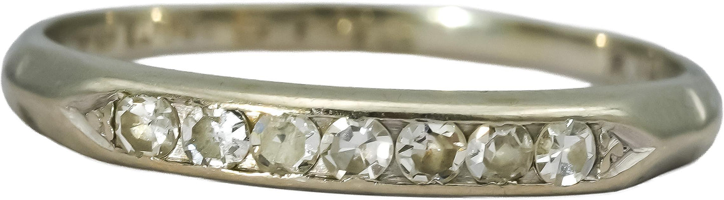 Vintage Antique 18k White Gold Diamond Band Ring 0.25CT Size 8.5