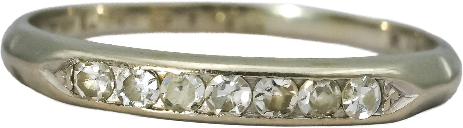 Vintage Antique 18k White Gold Diamond Band Ring 0.25CT Size 8.5