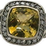 DAVID YURMAN Sterling Silver Diamond and Citrine Albion Ring 0.25CT Size 6
