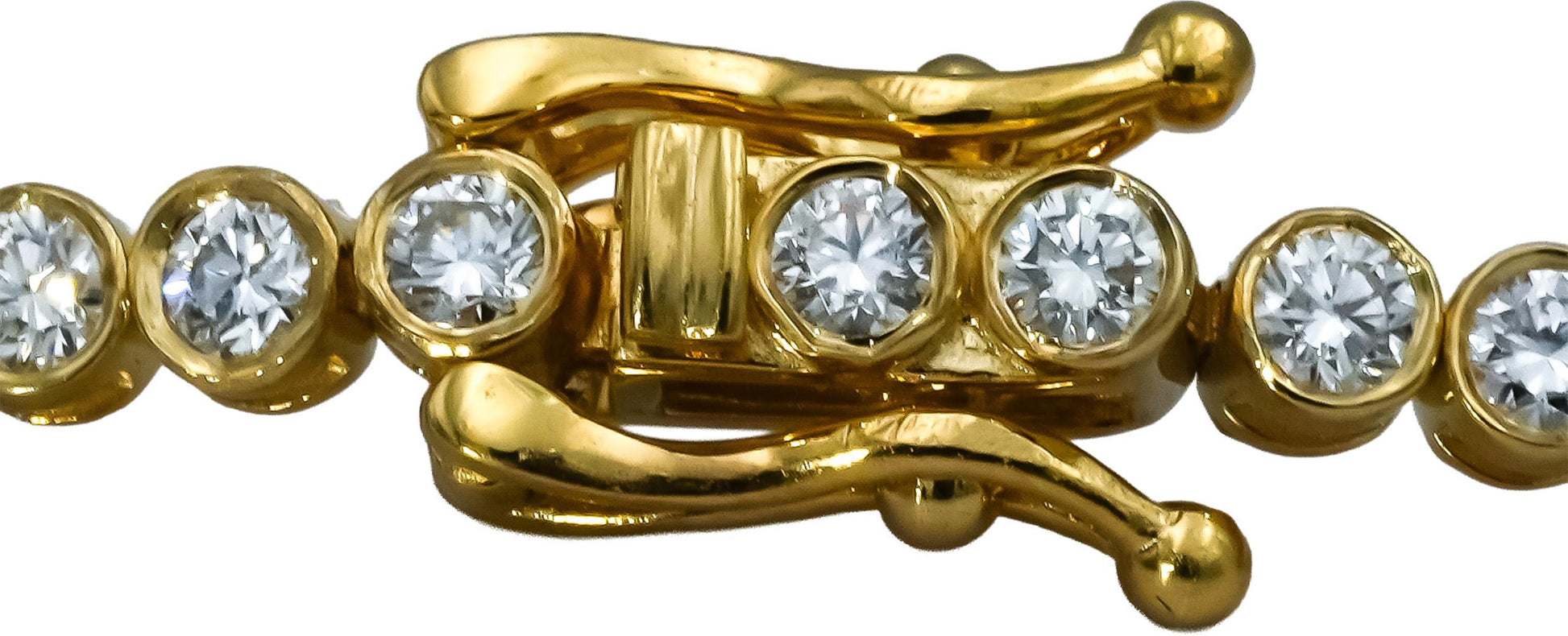 14k Yellow Gold VS Round Bezel Set Diamond Tennis Bracelet 2.36CT
