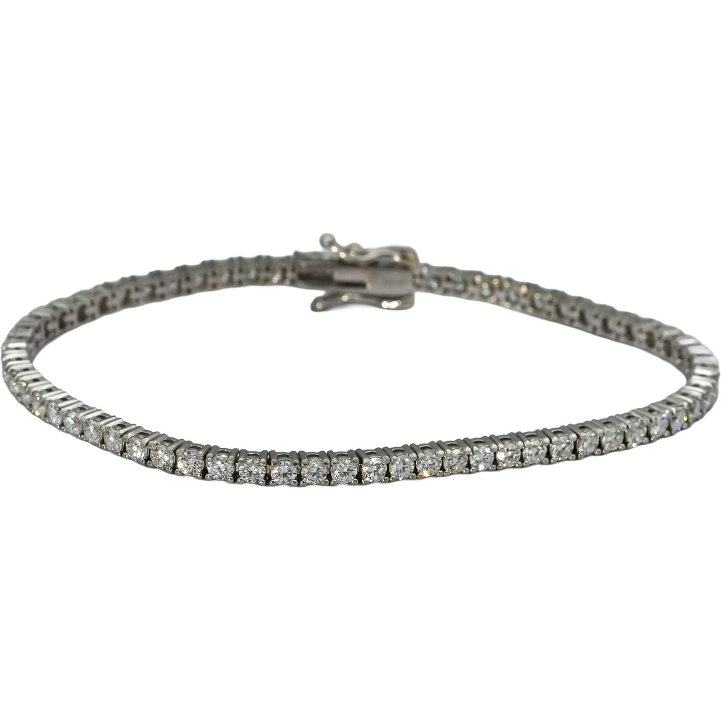 14k White Gold VS Round Diamond Tennis Bracelet 3.67CT 64 Pieces