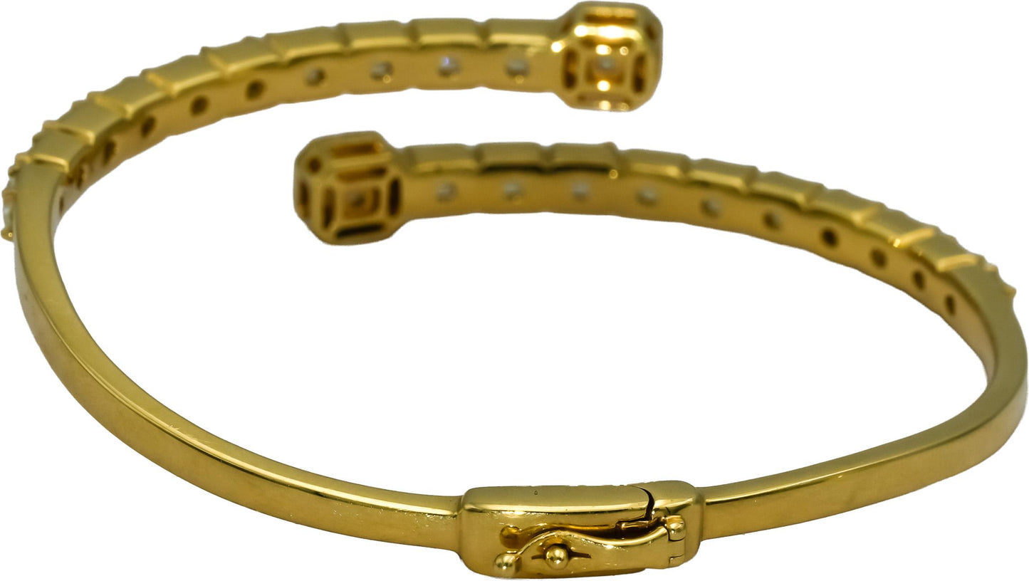 18k Yellow Gold VS White & Light Yellow Diamond Bypass Bangle Bracelet 5.5-6.0CT