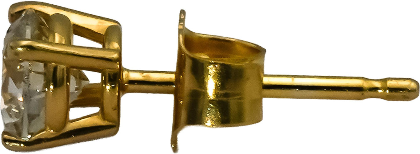 14k Yellow Gold Round Diamond Stud Earrings 0.64CT