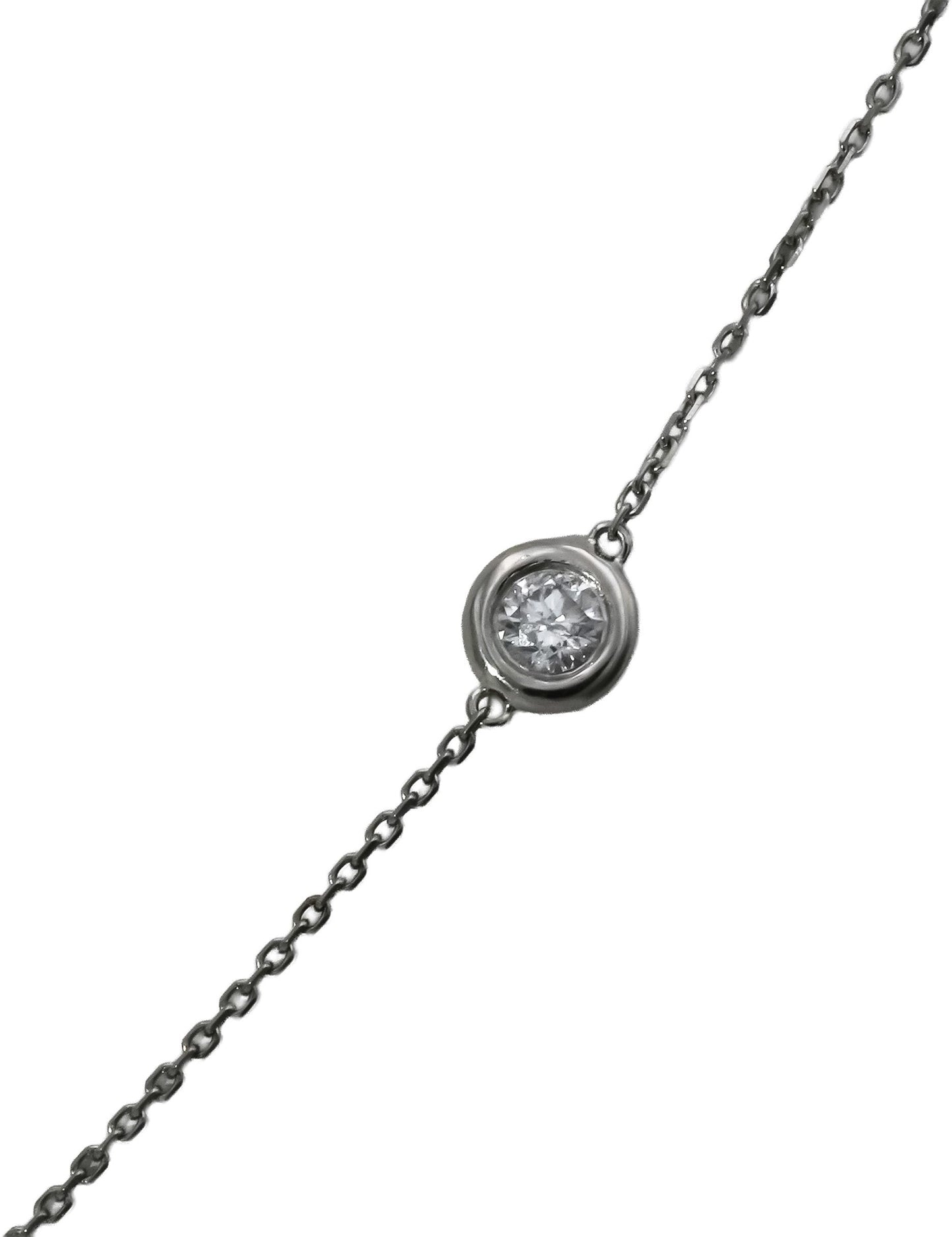 Platinum Round Bezel Set Diamond By The Yard Necklace 0.50CT 10 Pieces