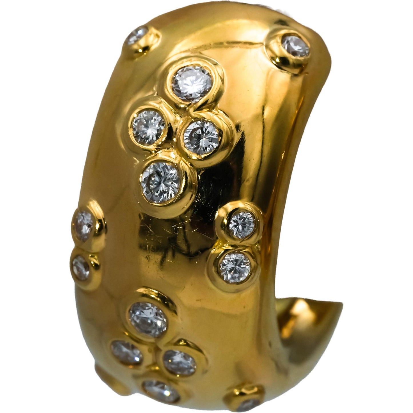 CARTIER Vintage 1994 18k Yellow Gold VS Diamond Huggie Hoop Earrings 1.0CT