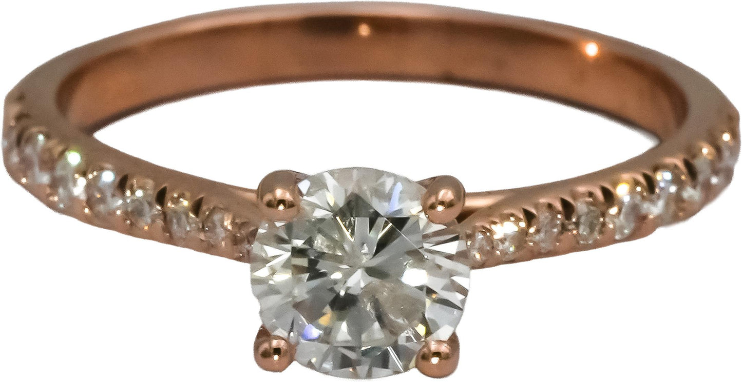 14k Rose Gold Diamond Engagement Ring 1.0CT w/ 0.75CT Center Size 7