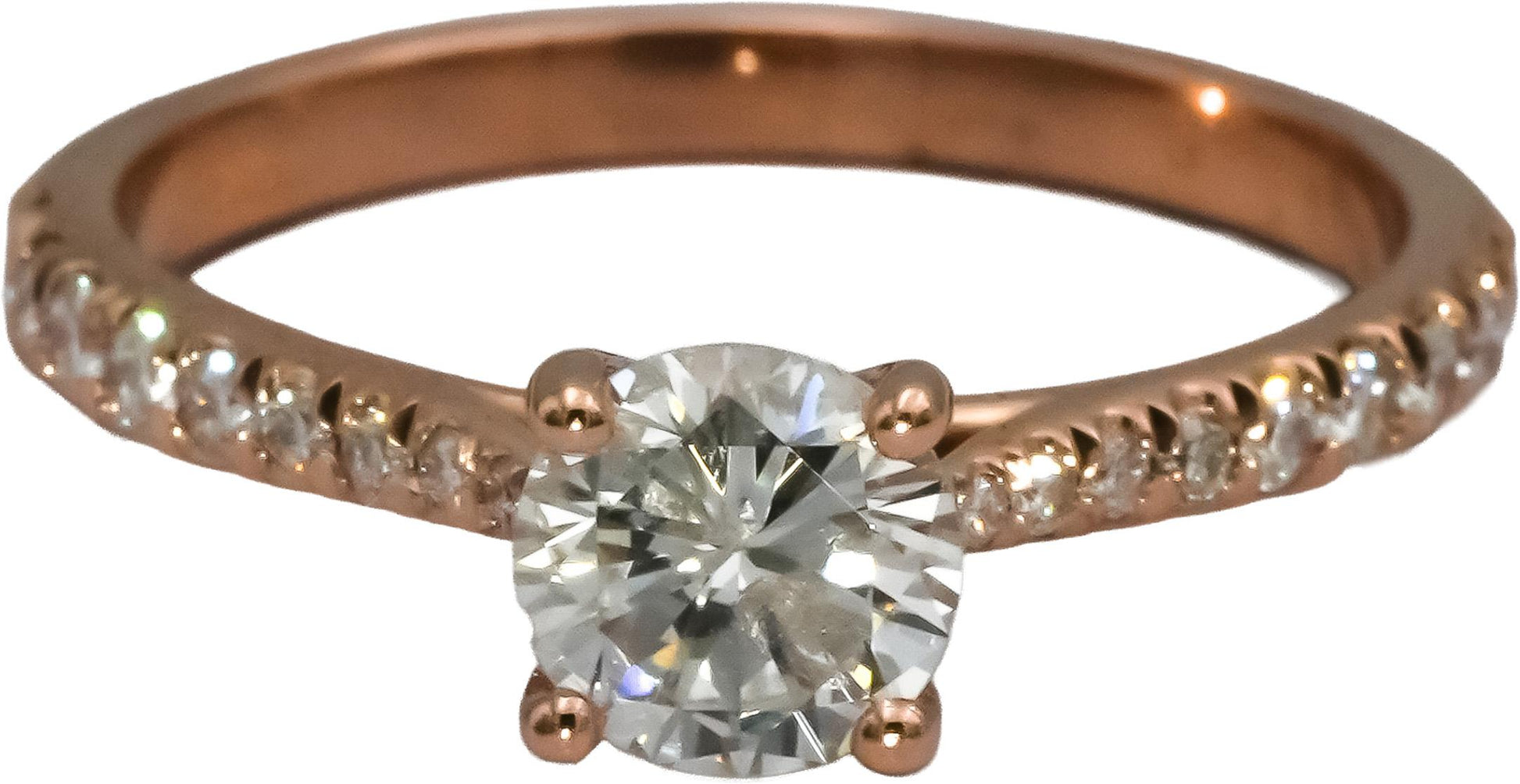 14k Rose Gold Diamond Engagement Ring 1.0CT w/ 0.75CT Center Size 7