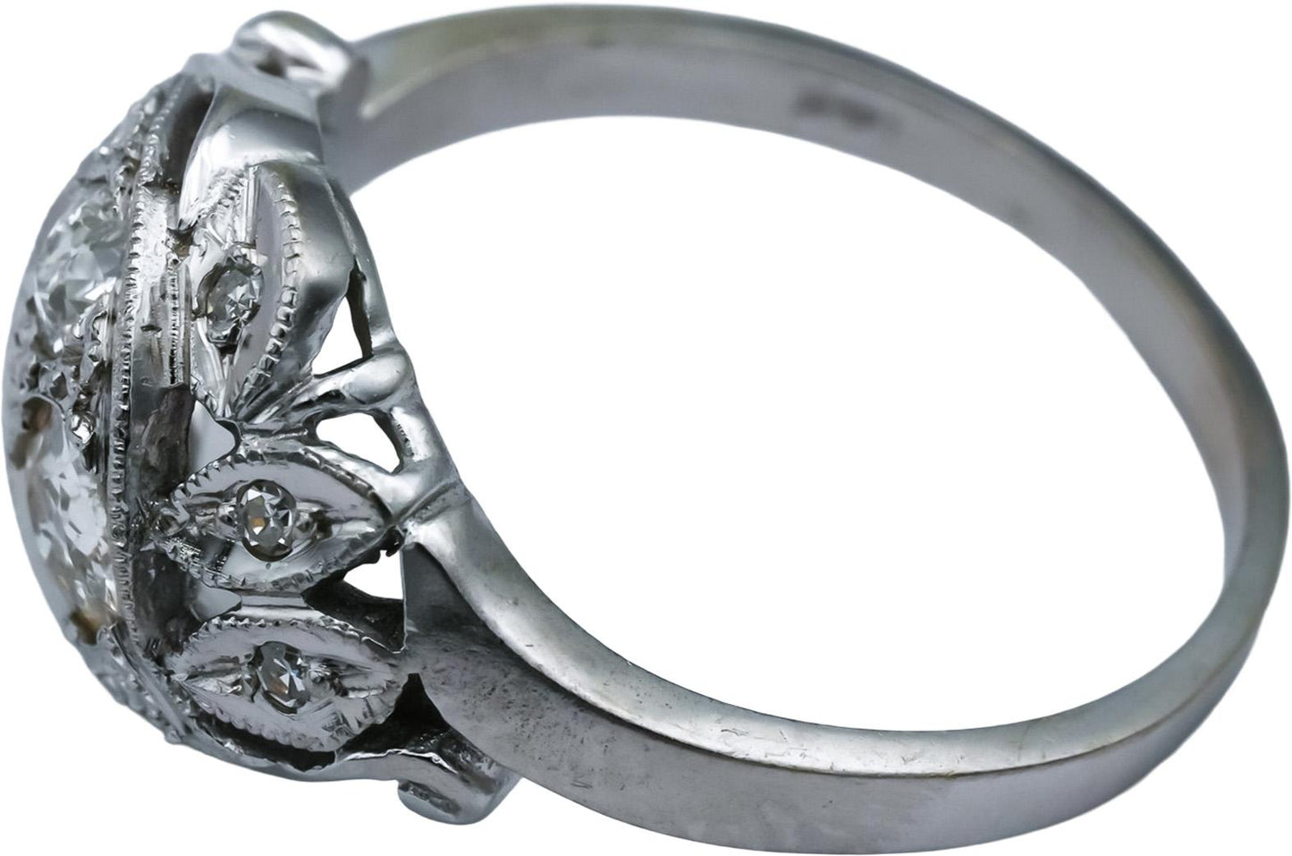 Vintage Antique 14k White Gold Round Diamond Ring 0.75CT Size 8.75