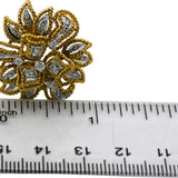 Vintage Retro 18k White and Yellow Gold VS Diamond Flower Clip-On Earrings .50CT