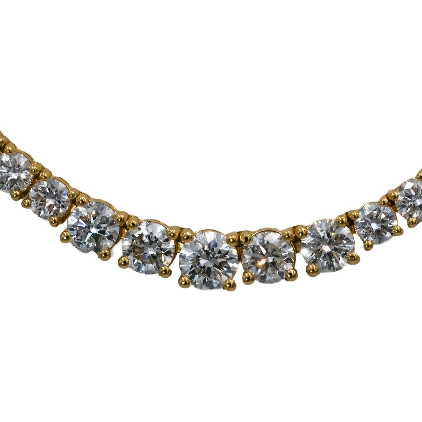 14k Yellow Gold Round Diamond Graduated Riviera Necklace 8.51CT