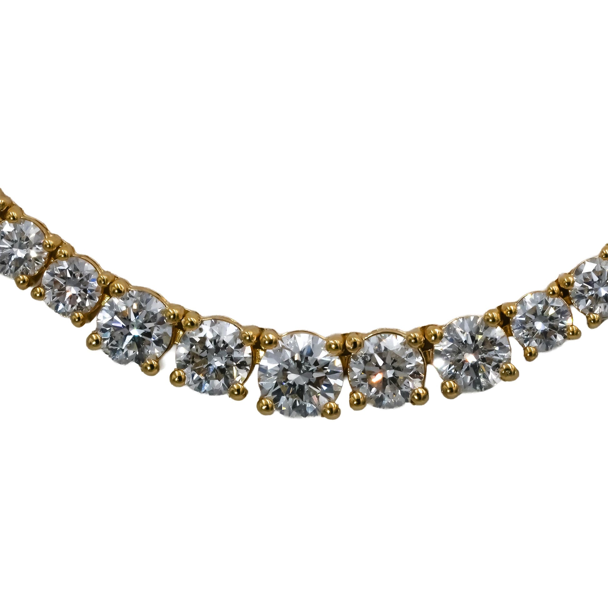 14k Yellow Gold Round Diamond Graduated Riviera Necklace 8.51CT