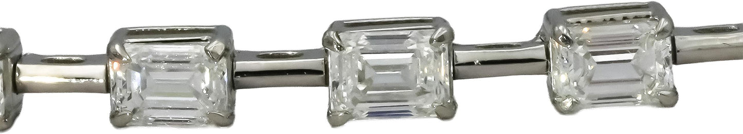 Platinum VS Emerald Cut Diamond Line Bracelet 5.46CT