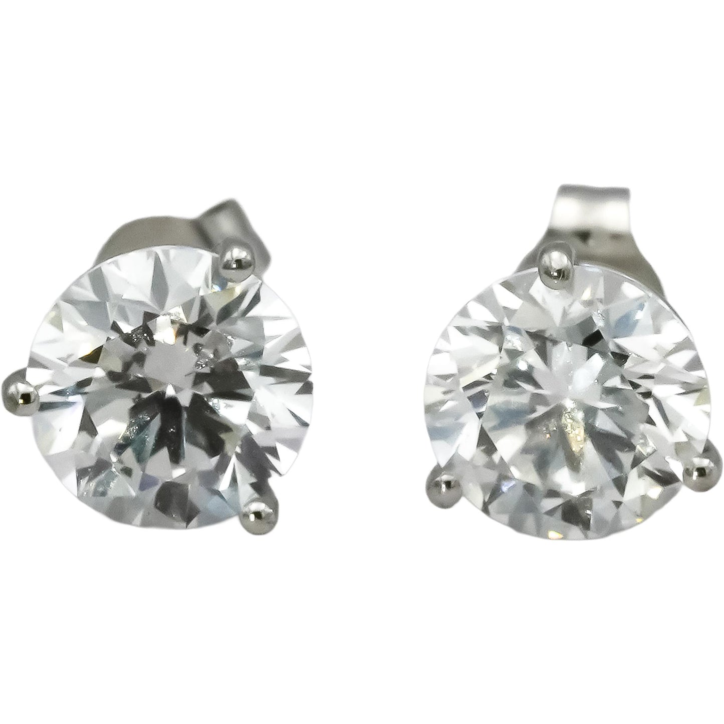 14k White Gold VS Round Lab-Grown Diamond Martini Setting Stud Earrings 3.11CT