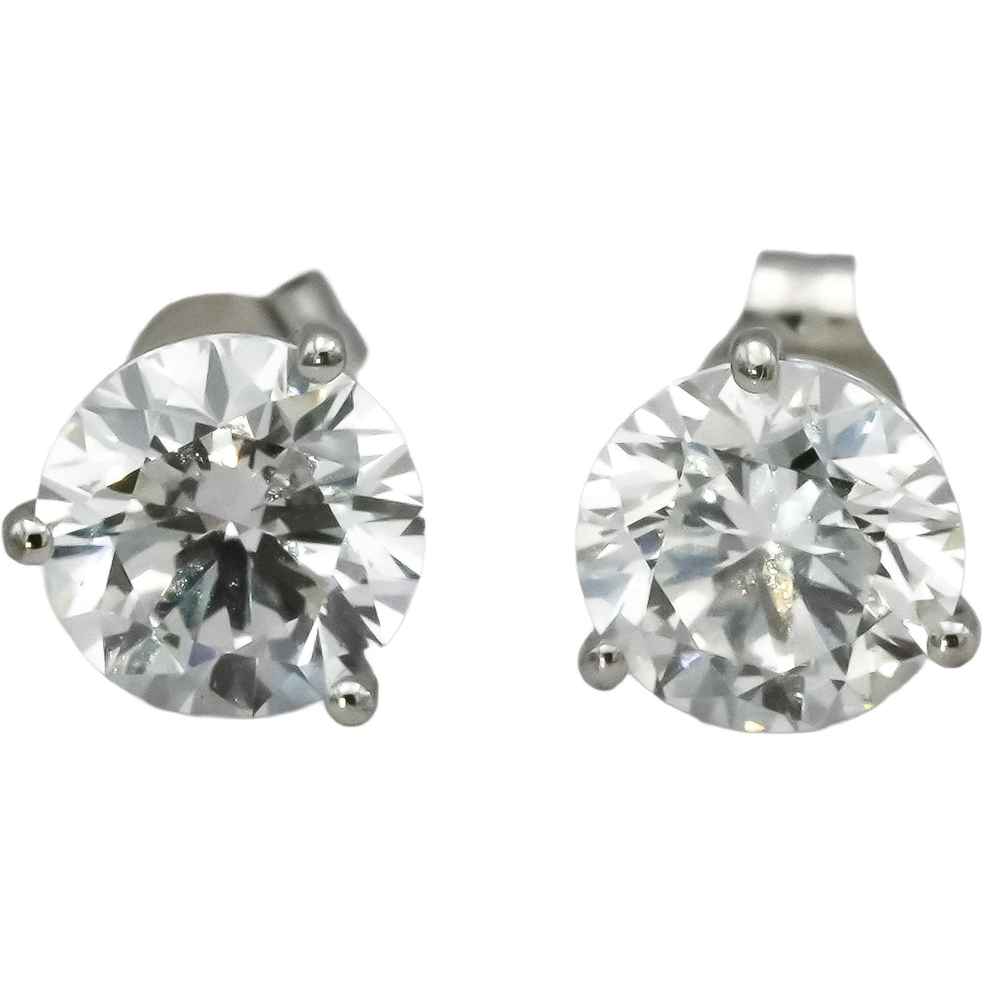 14k White Gold VS Round Lab-Grown Diamond Martini Setting Stud Earrings 3.11CT