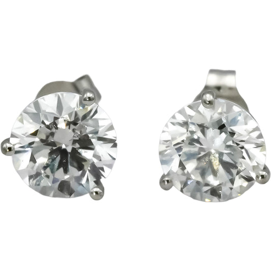 14k White Gold VS Round Lab-Grown Diamond Martini Setting Stud Earrings 3.11CT