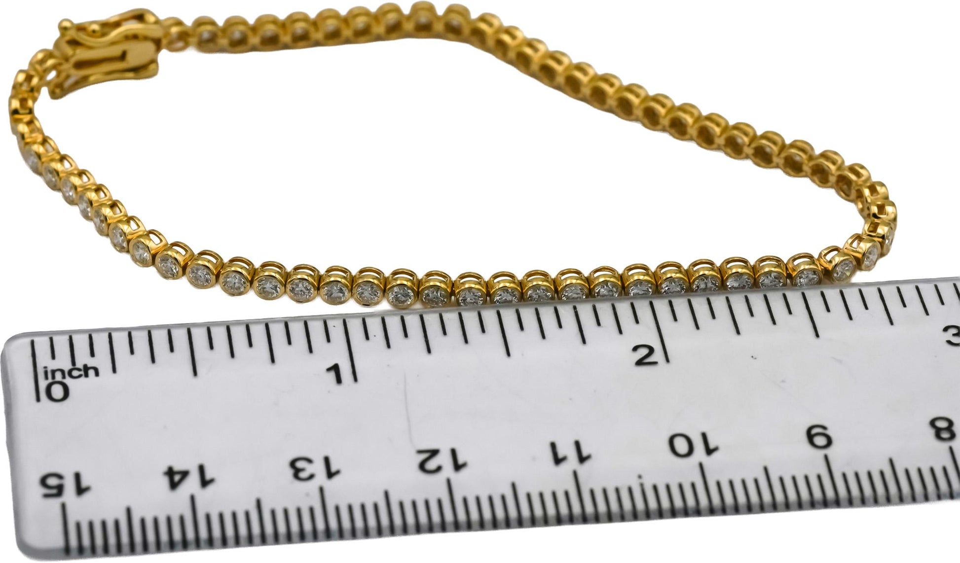 14k Yellow Gold VS Round Bezel Set Diamond Tennis Bracelet 1.94CT
