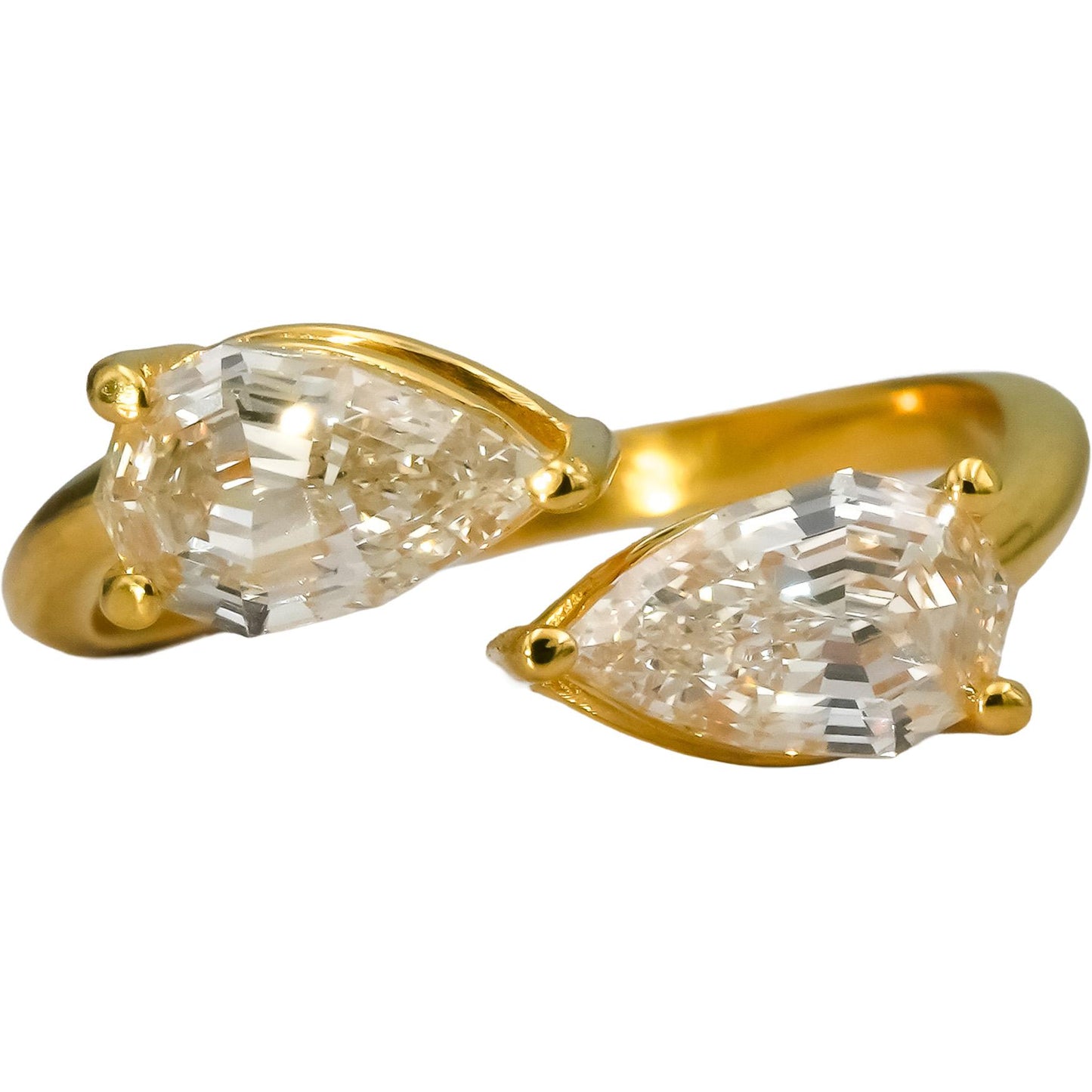 18k Yellow Gold VS Pear Step Cut Diamond Bypass Ring 2.02CT Size 6.5