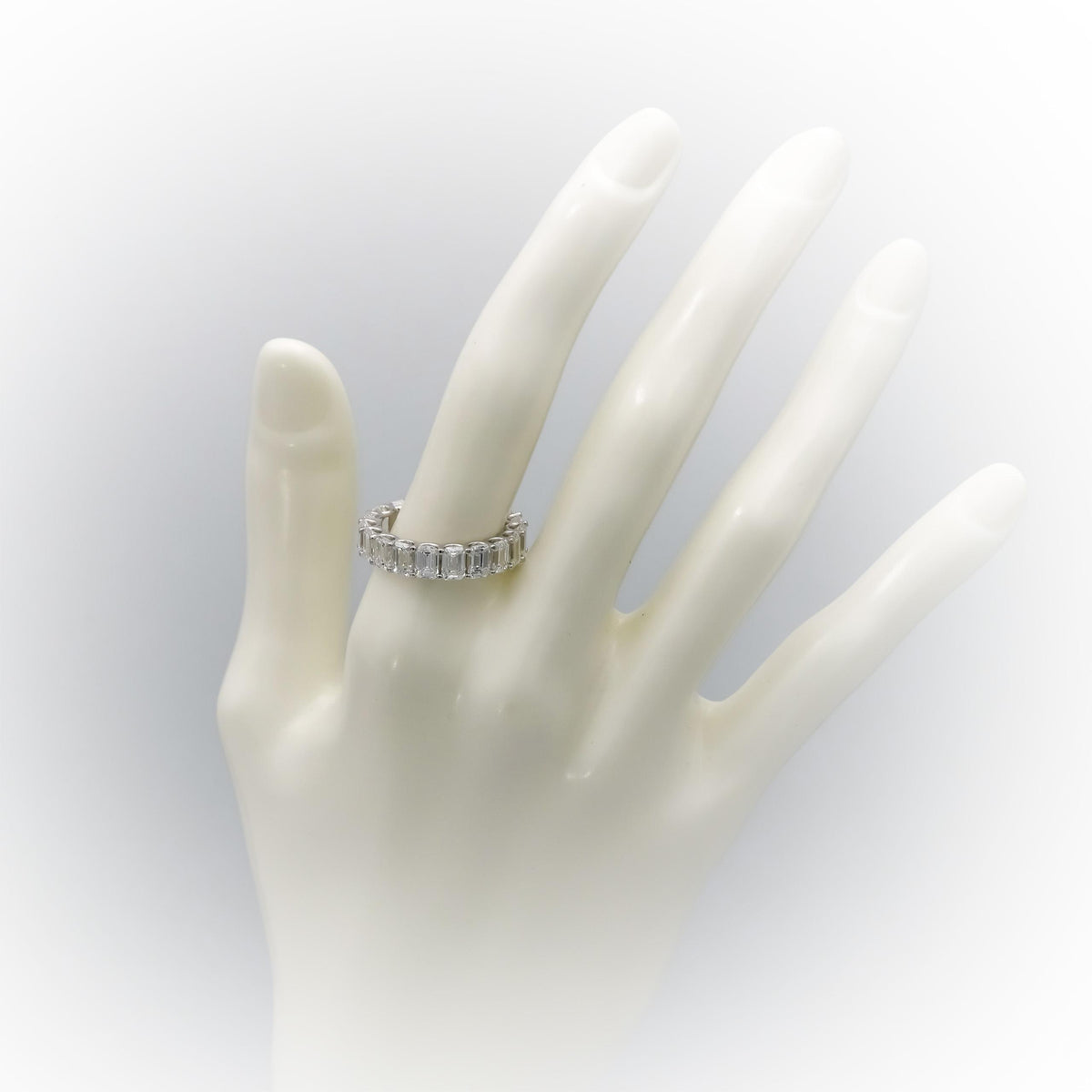18k White Gold VS Emerald Cut Eternity Band Ring 7.16CT Size 6.75
