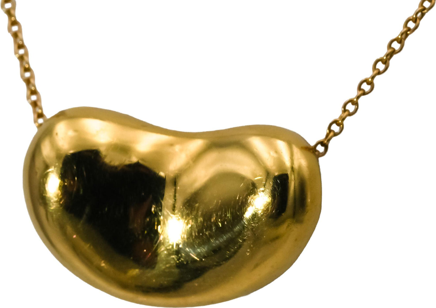 TIFFANY & CO. 18k Yellow Gold Elsa Peretti Bean Pendant Necklace 3300 Retail