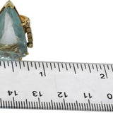 Retro 14k Yellow Gold Aquamarine and Diamond Cocktail Ring 18.33CT Size 6