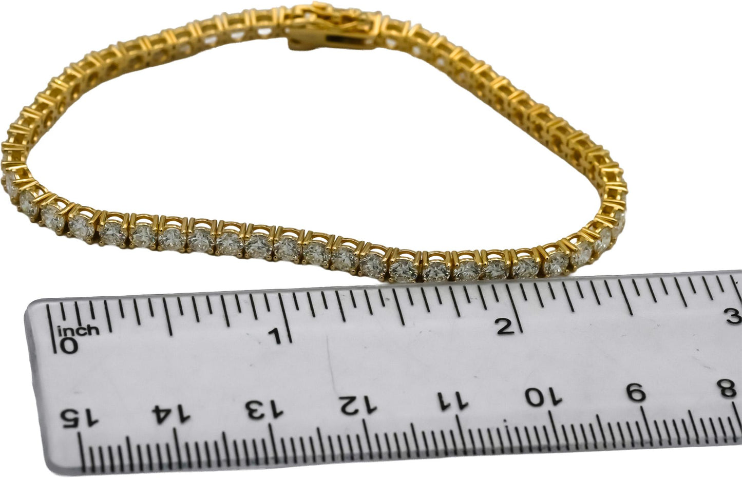 14k Yellow Gold VS Round Natural Diamond Tennis Bracelet 6.07CT