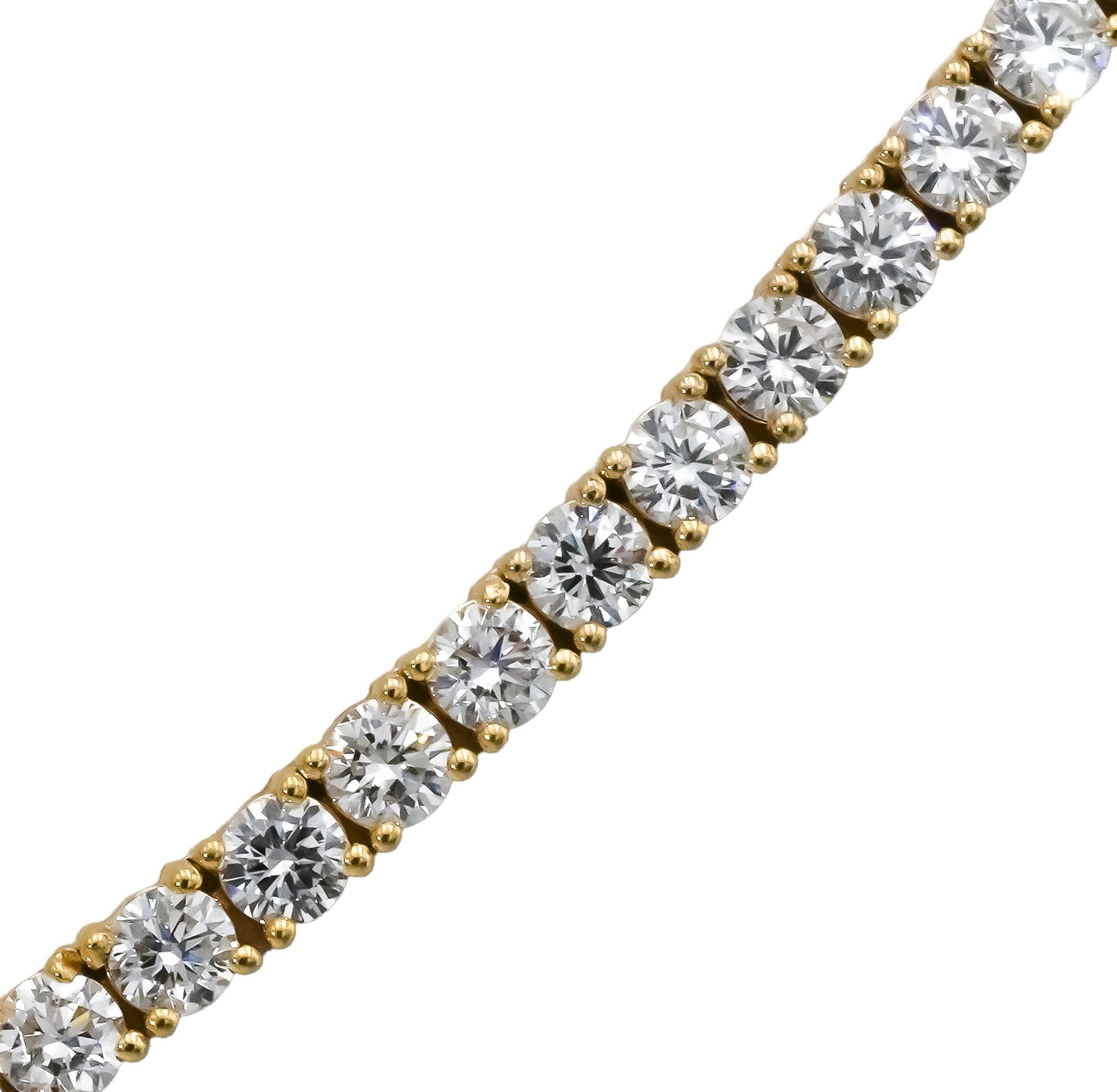 14k Yellow Gold VS Round Lab-Grown Diamond Tennis Necklace 12.82CT