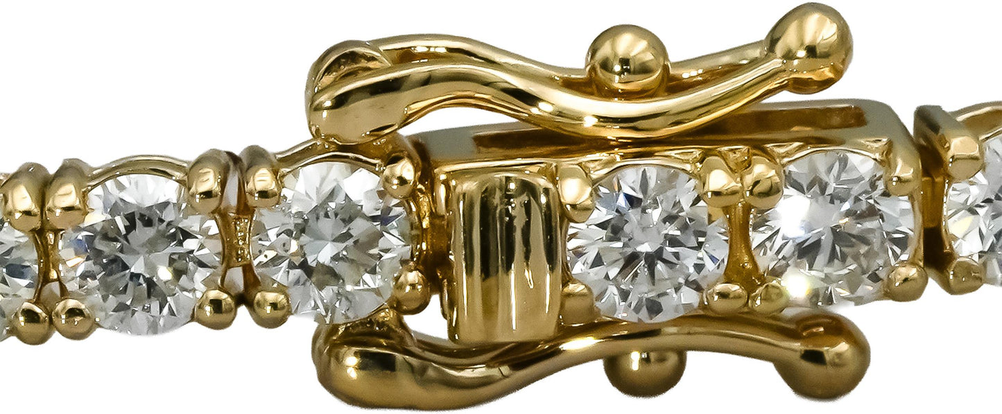 14k Yellow Gold VS Round Natural Diamond Tennis Bracelet 4.55CT