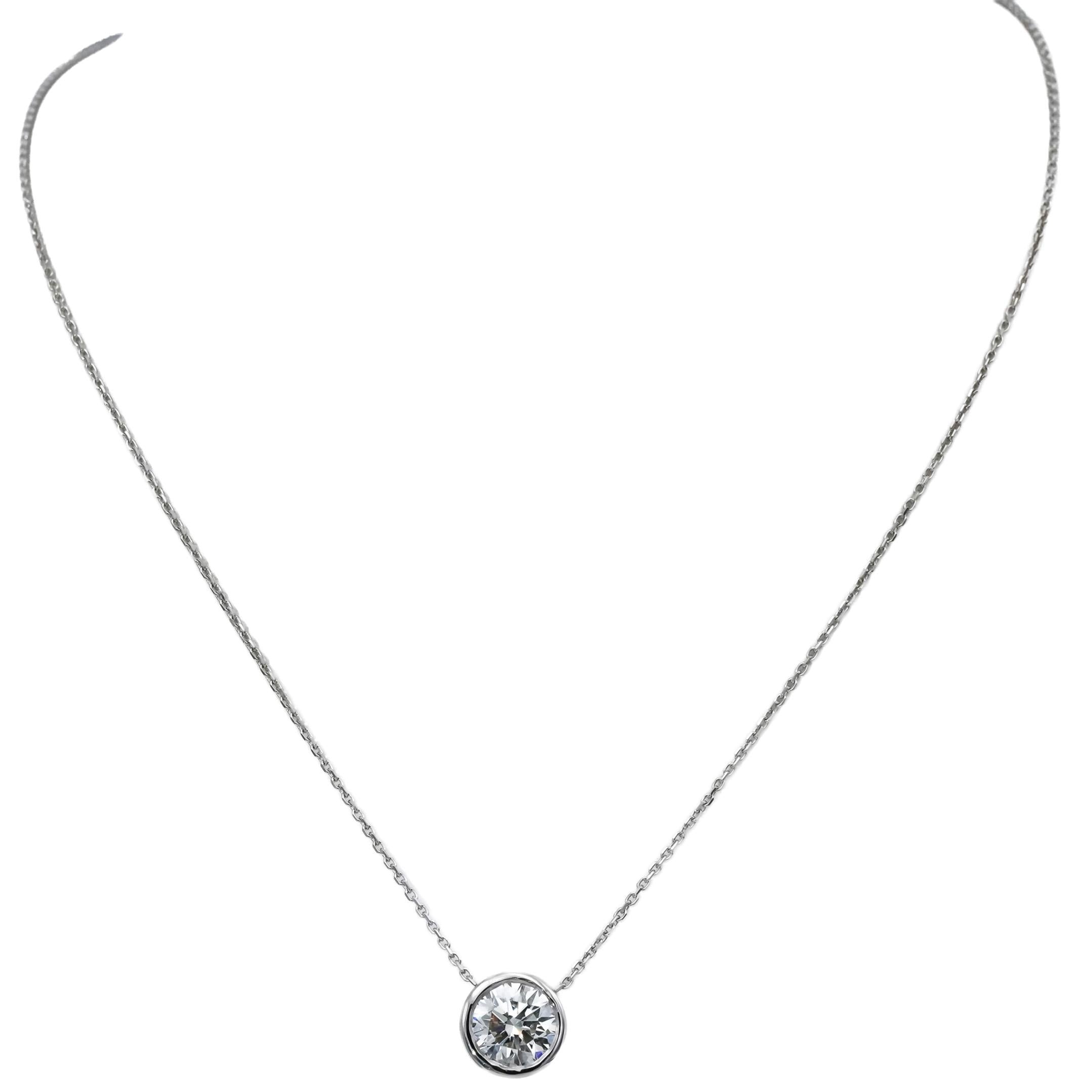 14k White Gold VS Round Lab-Grown Diamond Solitaire Pendant Necklace 2.02CT