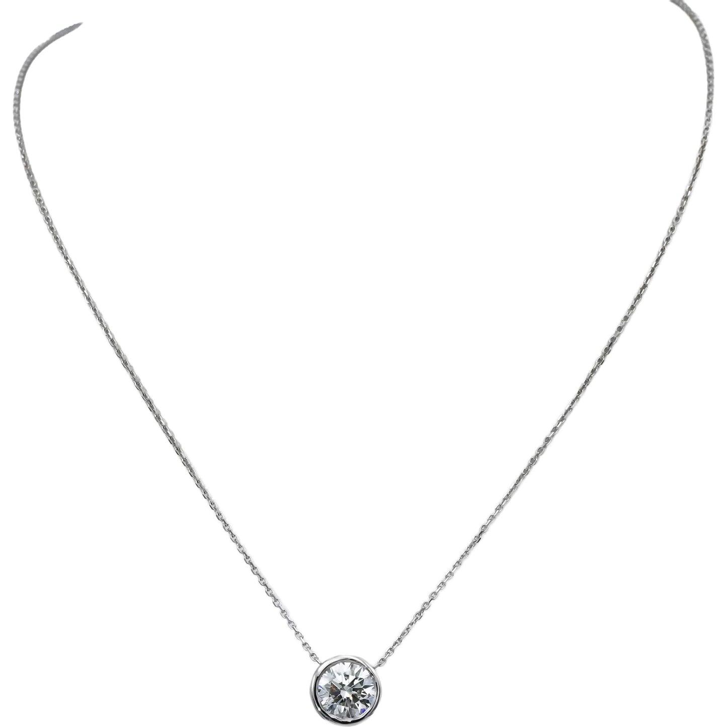 14k White Gold VS Round Lab-Grown Diamond Solitaire Pendant Necklace 2.02CT