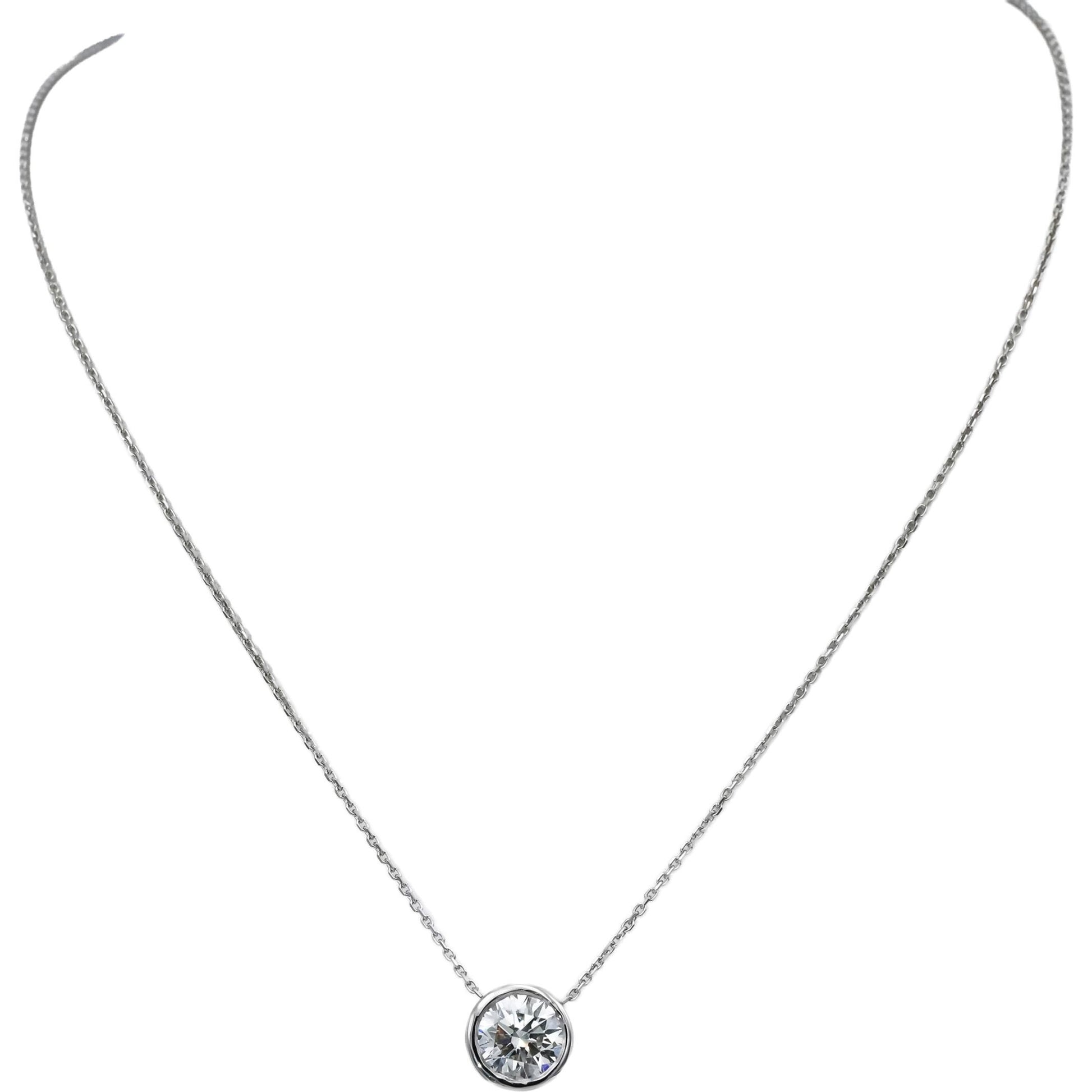 14k White Gold VS Round Lab-Grown Diamond Solitaire Pendant Necklace 2.02CT