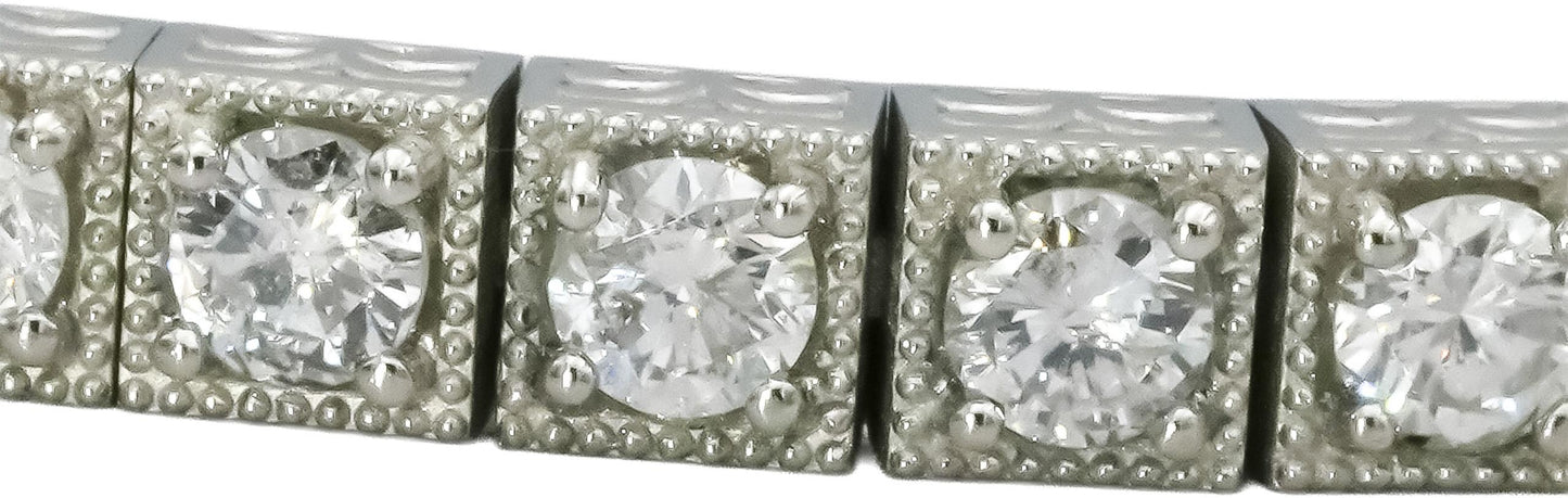 Platinum Round Natural Diamond Fancy Link Bracelet 4.65CT