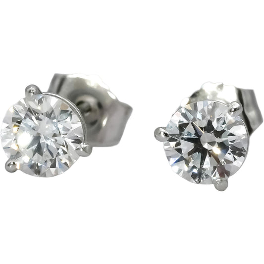 14k White Gold VS Round Lab-Grown Diamond Stud Earrings 1.0CT