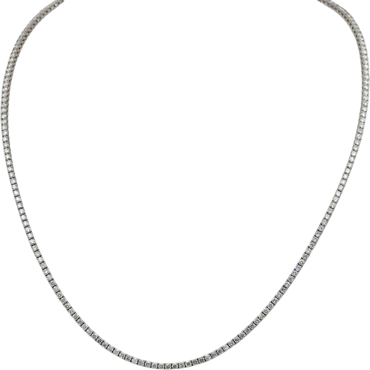 14k White Gold VS Round Natural Diamond Tennis Necklace 6.28CT