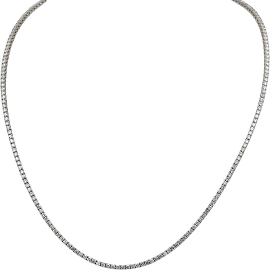 14k White Gold VS Round Natural Diamond Tennis Necklace 6.28CT