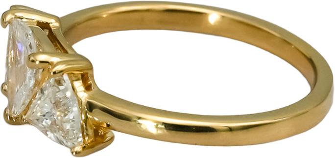 14k Yellow Gold VS Trillion Rose Cut Natural Diamond 3 Stone Ring 1.21CT Sz 6.25