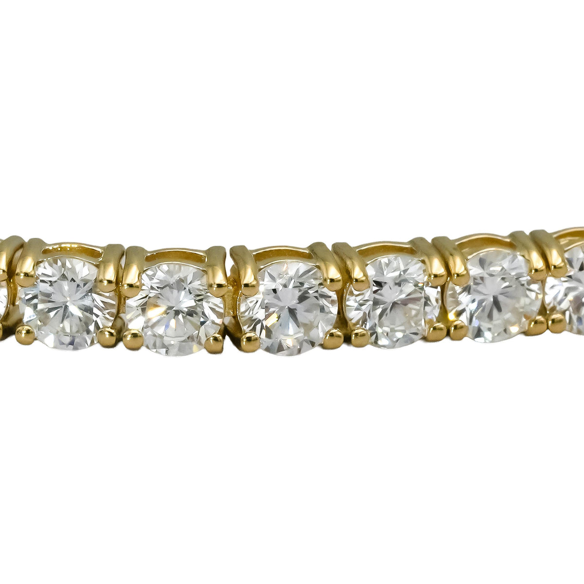 14k Yellow Gold VS Round Lab-Grown Diamond Tennis Bracelet 8.20CT