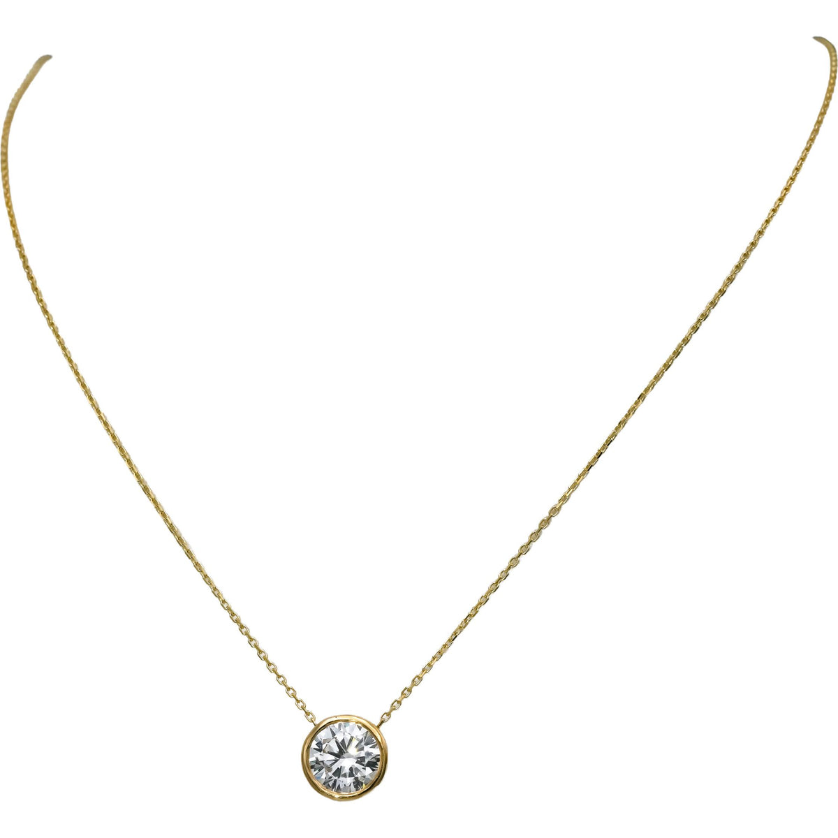 14k Yellow Gold VS Round Lab-Grown Diamond Solitaire Pendant Necklace 2.51CT