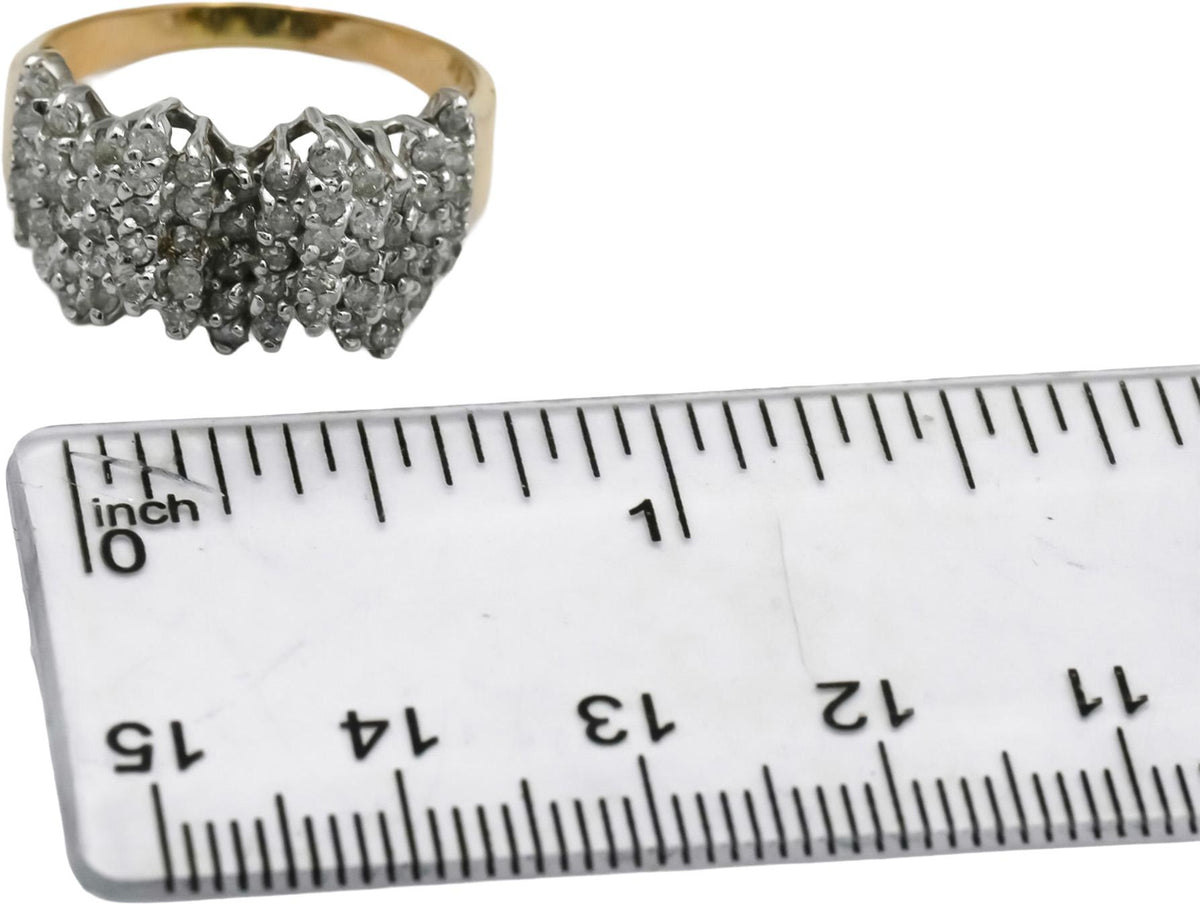 14k Yellow White Gold Round Diamond Cluster Cocktail Ring 1.25CT Size 9