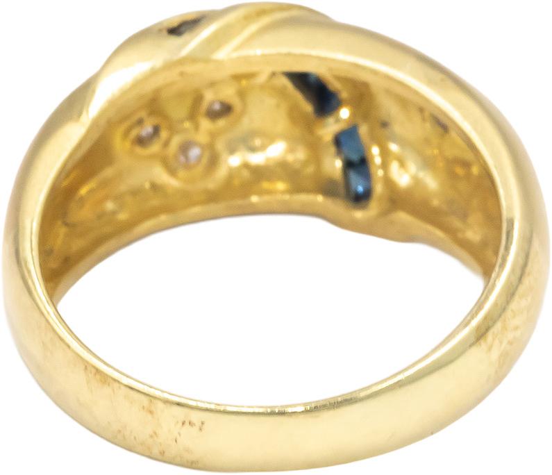 14k Yellow Gold 0.16CT Diamond and Sapphire Florentine Ring Size 6.25