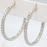 Diamond 10k White Gold Large Inside Out Hoop Earrings 6.0CT