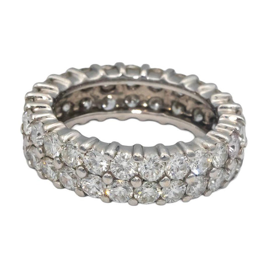 14k White Gold VS Diamond Two Row Eternity Band Ring 4.06CT Size 6.5