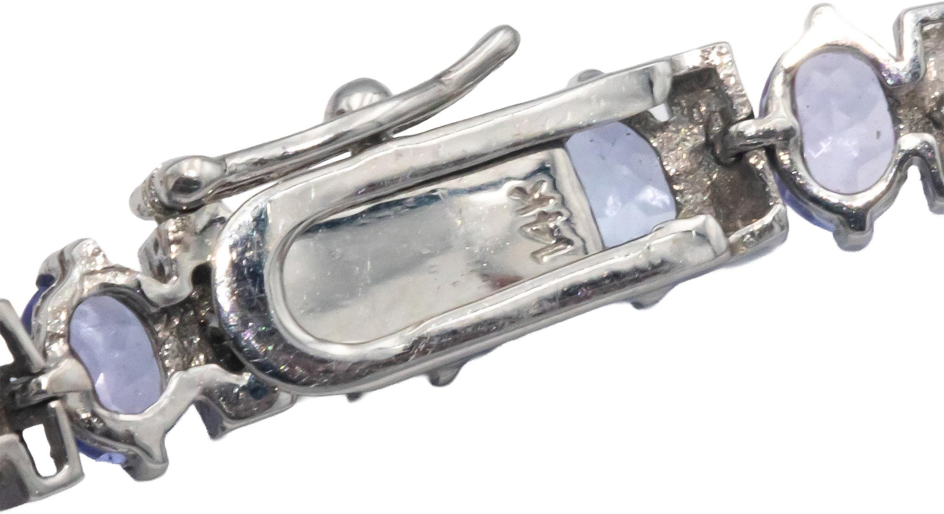 14k White Gold 6.33CT Diamond and Tanzanite Tennis Bracelet