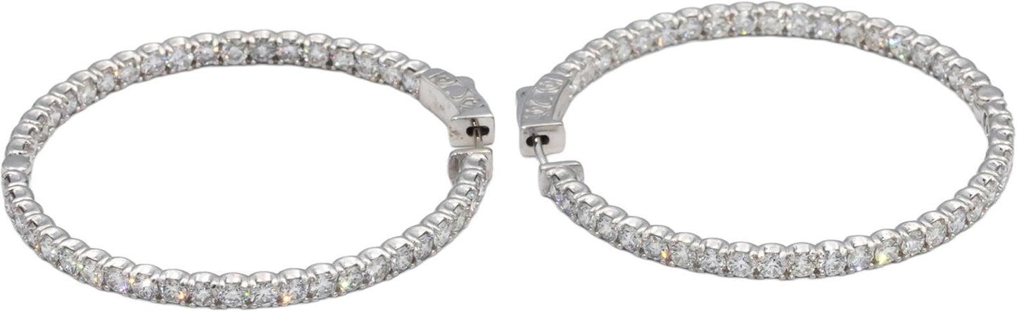 18k White Gold VS Diamond Jumbo Inside Out Hoop Earrings 7.27CT