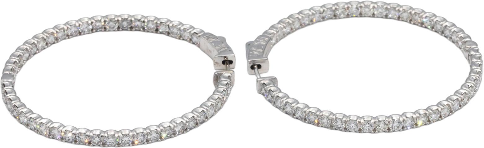 18k White Gold VS Diamond Jumbo Inside Out Hoop Earrings 7.27CT