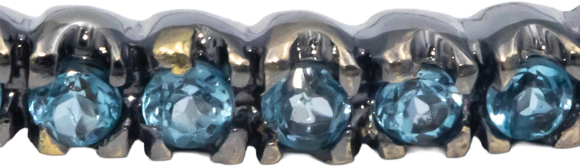 18k White Gold 3.0CT Round Cut Aquamarine Stackable Bangle Bracelet