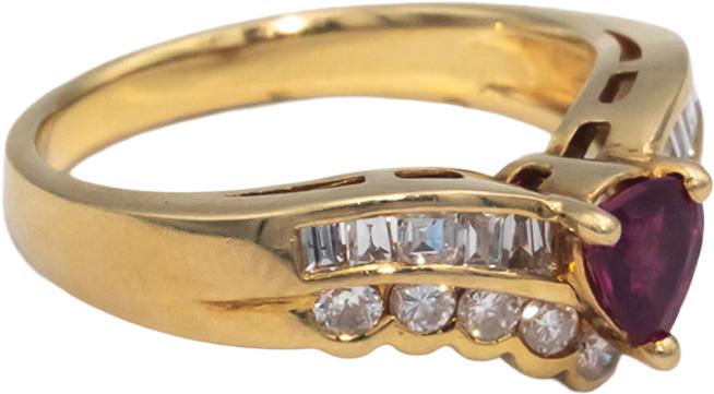 18k Yellow Gold 0.95CT Diamond and Ruby Band Ring Size 6.5