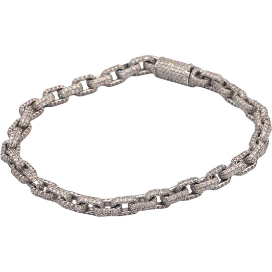 Round Cut Diamond 14k White Gold Pave Anchor Link Bracelet 12.35CT