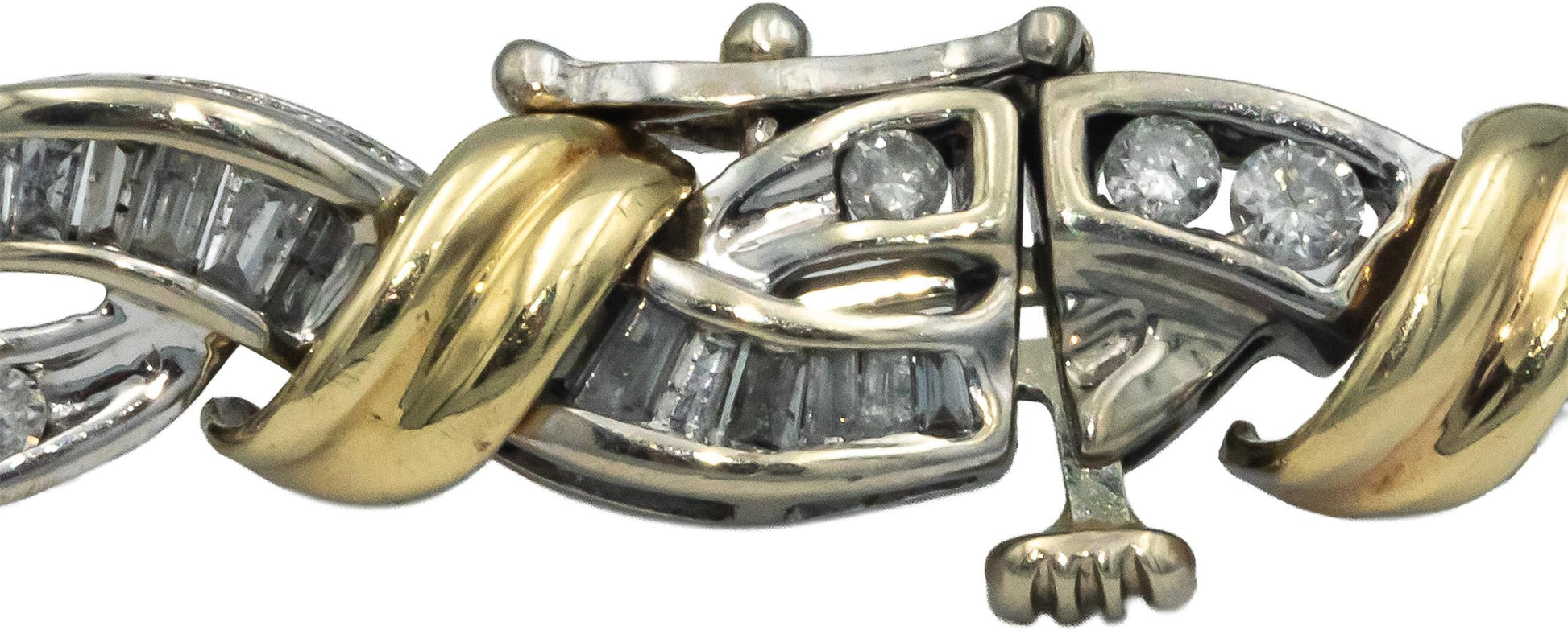 10k White & Yellow Gold Diamond Fancy Link Bracelet 3.0CT