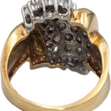 10k White and Yellow Gold Round Diamond Cluster Cocktail Ring 1.0CT Size 7